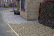 New Woburn rumbled paving and shingle areas to front garden, Foxglove Drive Bradwell